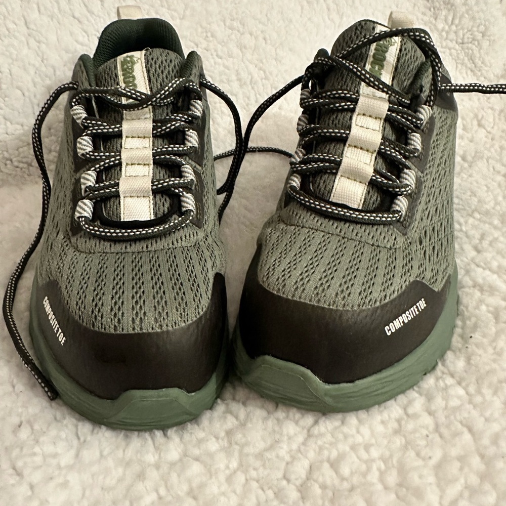 Sage Green Rugged Outdoor Sneakers with Reflective Stripes